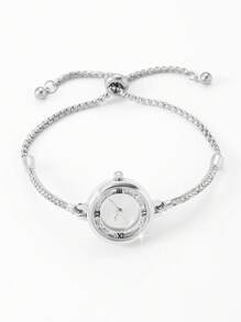 2pcs/Set Women Fashion Elegant Pearl Quartz Watch & Bracelet Set With LOVE Bracelet, Gift For Teacher's Day, Thanksgiving, Student Graduation, Birthday