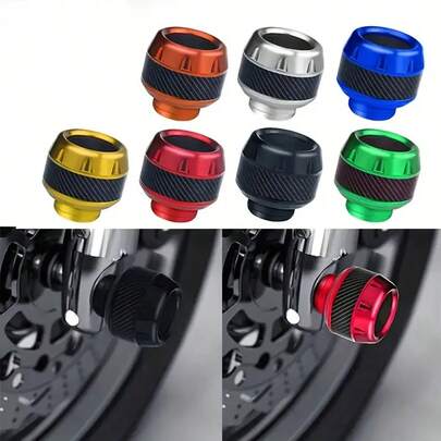 2 件双色铝合金防滑前叉盖 - 采用轻质碳纤维材料制成，适用于摩托车、踏板车、越野车和电动自行车的前叉保护杯