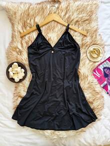 Premium Sensual Comfortable Microfiber Nightgown Night Line - Black - View 4