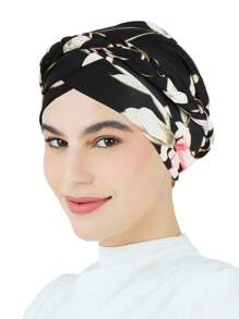 Gorro musulmán de mujer con estampado, turbante tejido, cubierta para la cabeza para cáncer, quimioterapia, árabe, gorro, gorro de lana de moda para pérdida de cabello