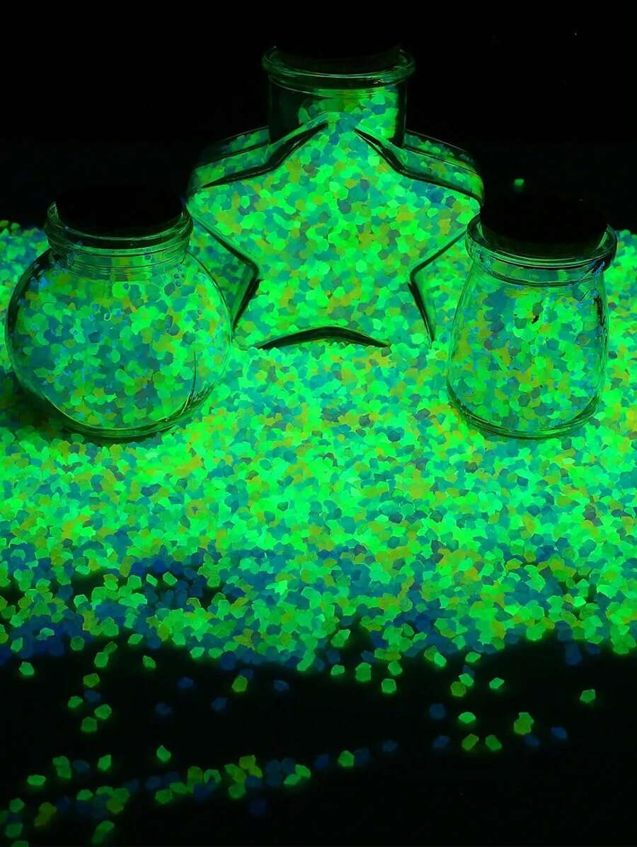 300pcs 9*13mm Small Diamond Shaped Glow Stones, Luminous Plastic Pebbles For Garden, Fish Tank