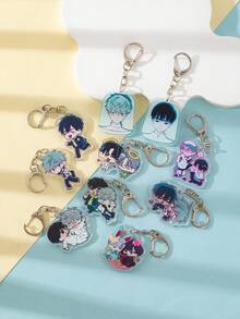 1 件亚克力可爱卡通情侣外星人舞台与伊万提尔卡通人物风格主题钥匙扣吊坠背包装饰/包包配件/书包配件/钱包吊坠/朋友礼物汽车配件包饰背包适合学校哥特 Y2k