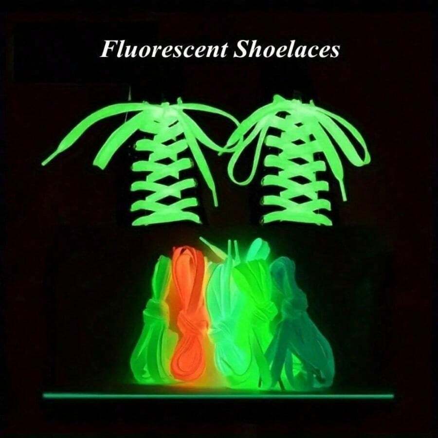 6 Pairs Of Luminous Shoelaces - Green/White, Fashionable And Versatile, Easy To Install And Remove, Essential For Travel, Fluorescent Luminous Nighttime Shoelaces, Soft And Durable, For Nighttime Travel And Holiday Parties,Green Shoelaces That Emit Light - Xanh lá cây-6 cặp - Xem 1