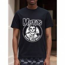 MISFITS WANT YOUR SKULL Fingers. Misfits Want Your Skull Fingers Pattern T Black Cotton T-Shirt For Men And Women, Simple Design Suitable For Four Seasons Weekend Casual Wear. Also  For Women - 黑色 - 查看 1