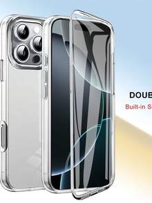 Fashionable New Transparent 360 Degree Full Coverage Double-Sided Soft Protective Case Compatible With IPhone 16 Pro Max/16/16 Pro/16 Plus/15/15 Pro Max/15 Pro/11/12/13/14 Pro Max/11 Pro/11 Pro Max/12 Pro/12 Pro Max/13 Pro/13 Pro Max/14 Pro/14 Pro Max/17 Pro Max/17 Pro/17 Pro Max, Creative High-End Protective Cover Waterproof Shockproof Anti-Fall Scratch Resistant - Clear - View 3