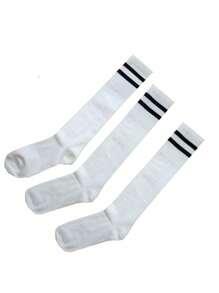 3 pares de calcetines de fútbol deportivos para niños, calcetines de fútbol de rayas de unicolor por encima de la rodilla para niños, calcetines altos adecuados para actividades al aire libre para niños y niñas de 3 a 9 años
