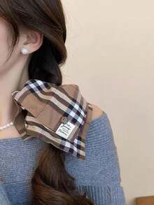 topshiny 复古格子纽扣装饰发圈，女士发饰，发圈，发球，休闲，洗脸，头饰