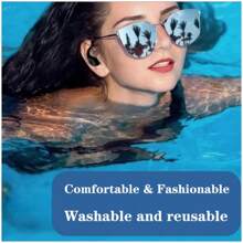 2pcs Reusable Silicone Swimming Ear Plugs, Comfortable Soft Triple-Layer Shark Fin Design, Suitable For Swimming, Surfing, Snorkeling, Shower, Pond And Beach Water Sports - Random Style - Christmas Gift