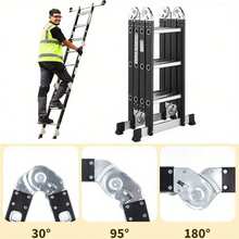 3.5M 12 IN 1 Excel Aluminium Combination Step Ladder Foldable Multi-Purpose - Black - View 8