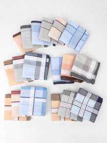 12 Packs Of 40cm Classic Men's And Women's Absorbent Plaid Handkerchiefs, Comfortable And Soft Small Square Handkerchiefs For Wiping Sweat, The Best Gift For Friends