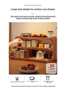 Thick Wooden Trapezoid Rattan Plastic Storage Rack, Suitable For Plants, Window Sills, Balconies, Plant Stands, Multi-Layer Storage Racks, Tiered Cup Racks, Multi-Function Desk Organizers, Bookshelves, For Kitchen And Office