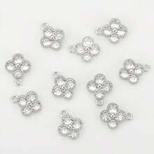 5 colgantes de trébol de cuatro hojas de circonita DIY, chapados en cobre con 18K, disponibles en colores oro y plata, accesorios de moda y minimalistas.