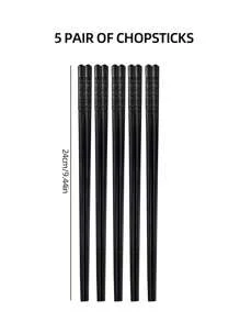 5 Pairs Reusable Non-Slip Chopsticks With Beautiful Cherry Blossom Pattern, Tableware Accessories, Cutlery Set, For Home, Kitchens, Restaurants, Hotels, Kitchen Supplies