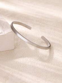 1 Peça Pulseira de Aro Simples Minimalista para Mulheres, Cor Dourada, Aço Inoxidável Oval Aberto e Ajustável, Acessório de Joias Clássico e Versátil para Festa