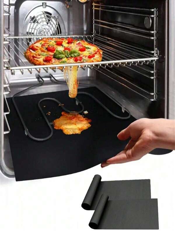 1pc Non-Stick Reusable Oven Liner, Black Color Suitable For Electric & Gas Ovens, Ideal For Home, Restaurant, Outdoor BBQ, Durable Cooking Mat, Protects Oven/Stovetop Bottom, High Temperature Resistant BBQ Mat For Home Kitchen