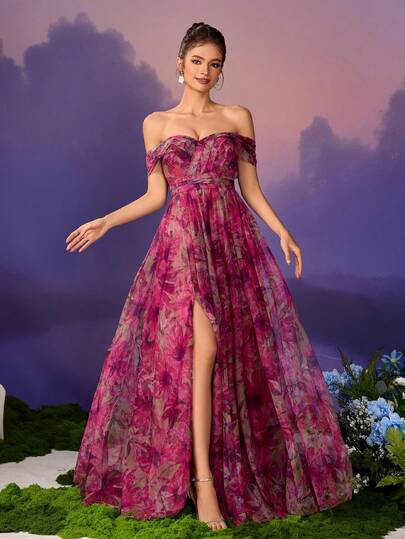 Vestido de tirantes con estampado floral vintage para mujer, vestido elegante formal adecuado para eventos formales, bodas, graduaciones, cenas formales y fiestas