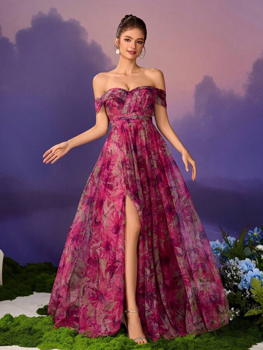 Women's Vintage Floral Print Slip Dress, Formal Elegant Dress Suitable For Formal Events, Weddings, Graduations, Formal Dinners, And Parties Party Spring - Nhiều màu - Xem 1