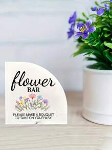 1pc Acrylic Floral Sign With Stand - Tabletop Decor, Suitable For Wedding, Wedding Reception, Party Decoration, Christmas Gift, Ideal Present