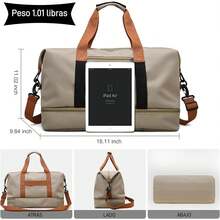 JeeLeeko Maleta Deportiva Bolsa para gym Diseño de Separación Húmedo y Seco Bolsa de viaje con ompartimento para Zapatos, para Hombres y Mujeres moda impermeable(Caqui) - verde - Ver 3