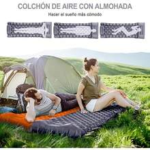 Colchoneta Camping Doble Autohinchable, Esterilla Acampar Plegable Hinchable con Almohadas, Colchón Impermeable Matrimonial, para Mochileros, Senderismo (Gris) - Gris Oscuro - Ver 5