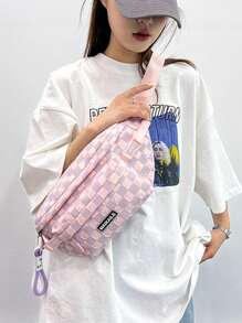 Bolso de pecho de cuadros - Bolso bandolera casual de unicolor para mujer, moda bolso de cintura diagonal de hombro