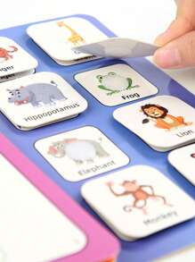 1 pieza Libro didáctico y cognitivo sin ruido para niños pequeños con pegatinas, libro de actividades Montessori, juguete educativo hecho a mano para preescolar, libro de juguete para aprender el alfabeto y reconocer animales