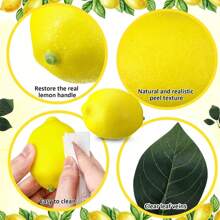 12 Pcs Fake Lemon Limes Artificial Fruits Yellow Green Faux Lemon Limes Mix Set With 10 Pcs Leaves 1 Pc Woven Basket Lifelike Fake Fruits Decor For Kitchen Party Table Photo Prop Home