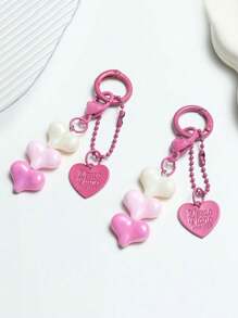 2D Flat, 1pc New Acrylic Colorful Heart Pendant Mobile Phone Case Ornament Accessories Earphone Bag Hanging Ornaments Car Accessories Bag Charm