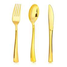 48pcs Gold Mirror Finish Thick Spoons, Suitable For Home, Outdoor Picnic, Birthday Party, Friends Gathering, Wedding Banquet And More,School Supplies