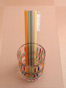 Colorful Glass Drinking Straws Set, Reusable And Heat-Resistant, With Cleaning Brush For Beverages, Bubble Tea, Water Cups,Kitchen,Christmas Gift - Multicolor - View 3