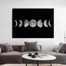 1 peça/3 peças pôsteres de arte de parede moldura opcional arte moderna em preto e branco pôster de fase da lua estética impressão em tela murais de parede adequados para salas de estar, bares, cafés, decoração de casa