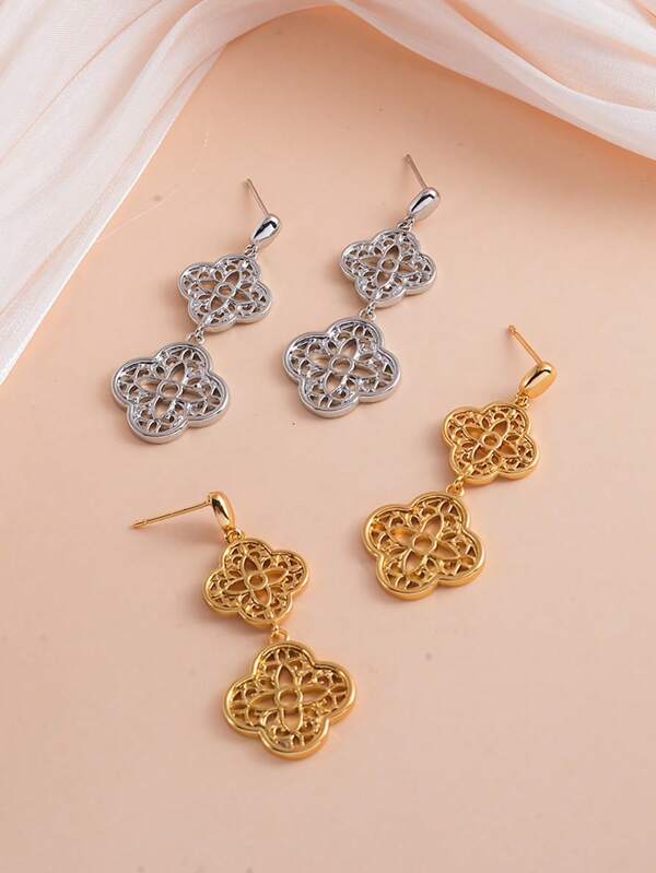 1 paire de boucles d'oreilles créoles avec charme trèfle en argent 925 pour femmes, essentiel pour les activités extérieures et les cadeaux