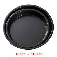 6-10inch Black Carbon Steel Circular Pizza Baking Tray Anti Stick Cake Baking Pan Microwave Oven Baking Tray Pie Tray Cookie Trays For Kitchen Restaurant