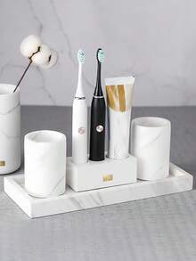 2 件白色大理石硅胶浴室托盘装饰性矩形储物托盘，浴室托盘，客厅，浴室和装饰性户外托盘，易于清洁存储，有效整理物品 - 彩色 - 查看 3