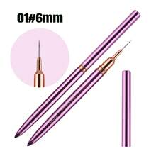 1pc Metal Handle French Stripe Liner Nylon Brush 3d Tips Manicure Ultra-Thin Line Drawing Pen Brushes Painting Nail Art Tools Christmas