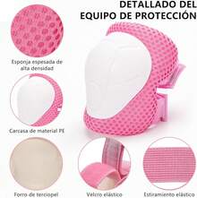 Juego de Cascos para Niños Incluye 2 Coderas, 2 Rodilleras,2 Palmilleras, 1 Casco, para Practican Esquí, Ciclismo, Patinaje sobre Ruedas y Deportes al Aire Libre,Conjuntos de Patines Niños, - rosa - Ver 2