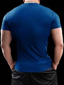 Slim Fit Men's Short Sleeve T-Shirt, Breathable Polyester Crew Neck, Suitable For Fitness And Leisure, Summer Clothing