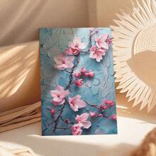 1 Pintura en lienzo con marco, flores rosas en fondo azul, arte con textura, marco de madera (1) Grosor 2,5 cm/1 pulgada - Decoración del hogar para todas las ocasiones, regalo ideal para Año Nuevo, San Valentín, Acción de Gracias, Pascua, Navidad, decoración de pared estética, decoración de sala de estar, dormitorio, cocina, entrada, baño, pintura mural directa, cartel de pintura mural de alta calidad, decoración del hogar moderna lista para colgar - Negro - Ver 6