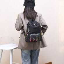 1 Mochila com Padrão Retrô de Elefante, Mochila de Moda Feminina, Mochila de Viagem Portátil de Grande Capacidade com Vários Bolsos, Adequada para Uso de Mulheres em Aula, Transporte, Viagem e Compras com Padrões Aleatórios