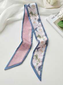 5pcs Floral Print Silk Scarf Headband For Women, Casual Elegant Multipurpose Daily/Date Gift Hair Band Turban Headband Sweatband