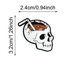 10PCS/8PCS SET Pink Skull Theme PVC Shoe Charms, Pink Plaid Cover Book Skull Striped Rose Lips Clown Unique Skull Coffee Cup Patterns Shoe Decoration, Slides Sandals Accessories