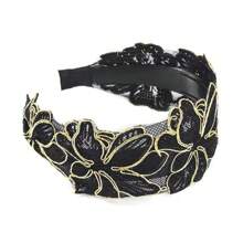 1pc Embroidered Headband For Women, Wide Lace Headpiece, Korean Sweet Mori Girl Style, Anti-Slip Hair Hoop Headbands Hairband