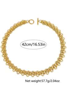Tkool 1pc Fashion Exaggerated Metal Style Stainless Steel Necklace With OT Clasp, Stylish Accessory For Party & Daily Wear, Gift