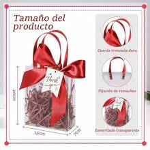 ¡RecomendadoBolsa de Plástico de PVC Transparente, 10 Bolsas de Regalo de Plástico Transparente con Asa, Bolsas de Compras Reutilizables con Cintas y Paja de Rafia 20x15x7cm (Rosa)¡Top de Temporada - Champán - Ver 4