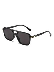 1PC Double-Beam T-Shaped Design Elegant Fashion Unisex Sunglasses Casual Travel Portable Beach Sunglasses Suitable For Birthday Parties, Outdoor Travel, Sports, Cycling, Driving, Fishing, Family Gatherings, Golf, Vacation Casual Sunglasses