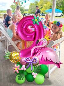 30/31pcs Flamingo, Pineapple, Number Balloon Set, Including Flamingo, 32" Hot Pink Number 1-18, Palm Leaves, Pineapple, Flamingo Foil Balloon, Pink & Green Latex Balloons, Suitable For Hawaiian Birthday Party, Summer Pool/Beach Party, Tropical Party, Birthday Decor, Flamingo Theme Party, Atmosphere Decoration