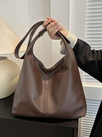 Vintage Large Capacity Soft Solid Color Shoulder Bag For Women,Versatile Crossbody Bag Handle Women Hobo Shoulder Purse Big Capacity Sling Crossbody Handbag Casual Work Bag