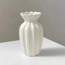 1pc Perfect White Ceramic Vase, Modern Minimalist White Ceramic Vase - Ideal For Home Decor, Living Room, Foyer Or Cabinet Display