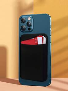 1pc Phone Card Holder Material Cloth Stick-On Card Sleeve For ID/Metro/Bank Cards - Multicolor - View 3