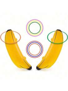 5 Stück/10 Stück aufblasbane Bananen, Wurfspiel Requisite, geeignet für Junggesellinnenabschied, Bachelorparty, Festival Tanzparty, Dekoration für Verlobungsfeier, Pool Party (Wurfring Farbe wird zufällig gesendet)